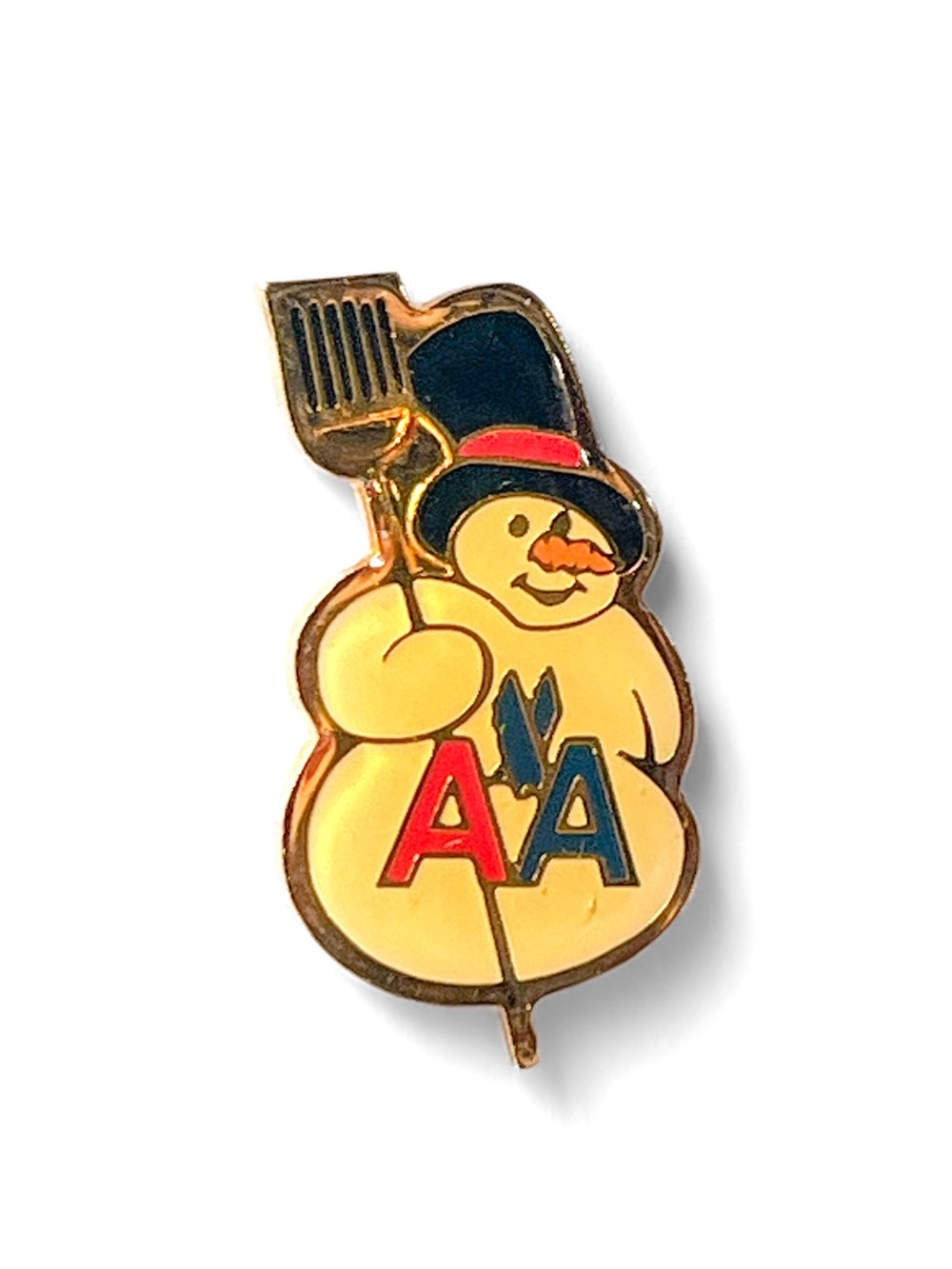 Vintage 80’s American Airlines Snowman Gold Tone Lapel Pin Flight Attendant Gift
